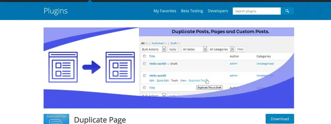 Step-by-step guide for duplicating pages in WordPress with visual cues and tips.