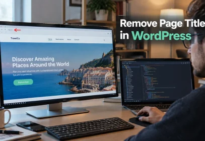 A designer looking at a landing page in a browser where a plain page title sits awkwardly above a full-width hero section.