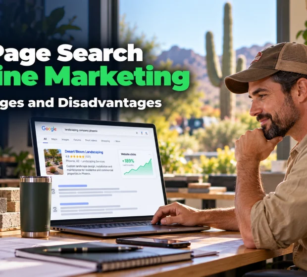 Carlos, a Phoenix landscaping owner, sees his service page reach the top of search after on-page search engine marketing work.