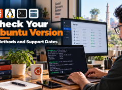 Linux administrator typing a command in a terminal to check the Ubuntu version.