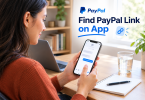 emily is finding paypal link from app to pasting it into a message to a client.