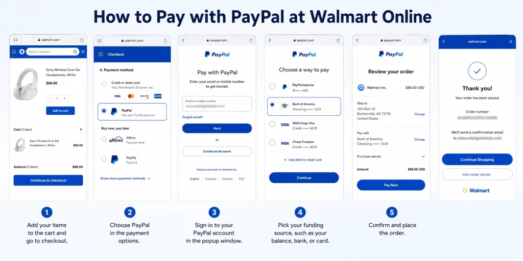 Steps to pay with paypal at walmart online