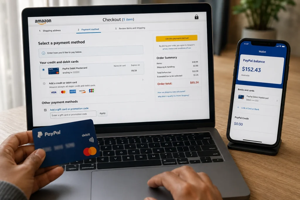 using paypal master card for amazon gift card