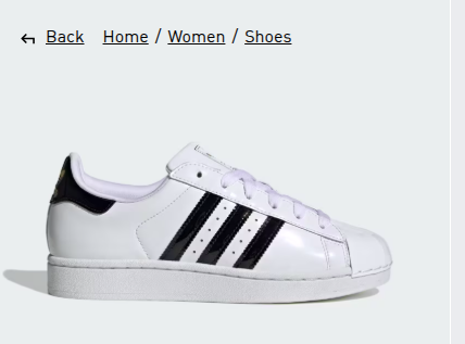 Breadcrumb navigation on an ecommerce website.