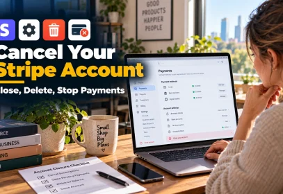 Online shop owner reviewing a checklist before closing a payments account.