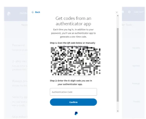 Paypal Authentication QR