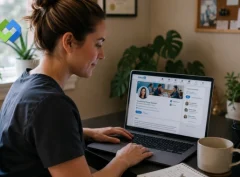 Occupational therapy assistant graduate updating LinkedIn profile to connect with healthcare staffing recruiters