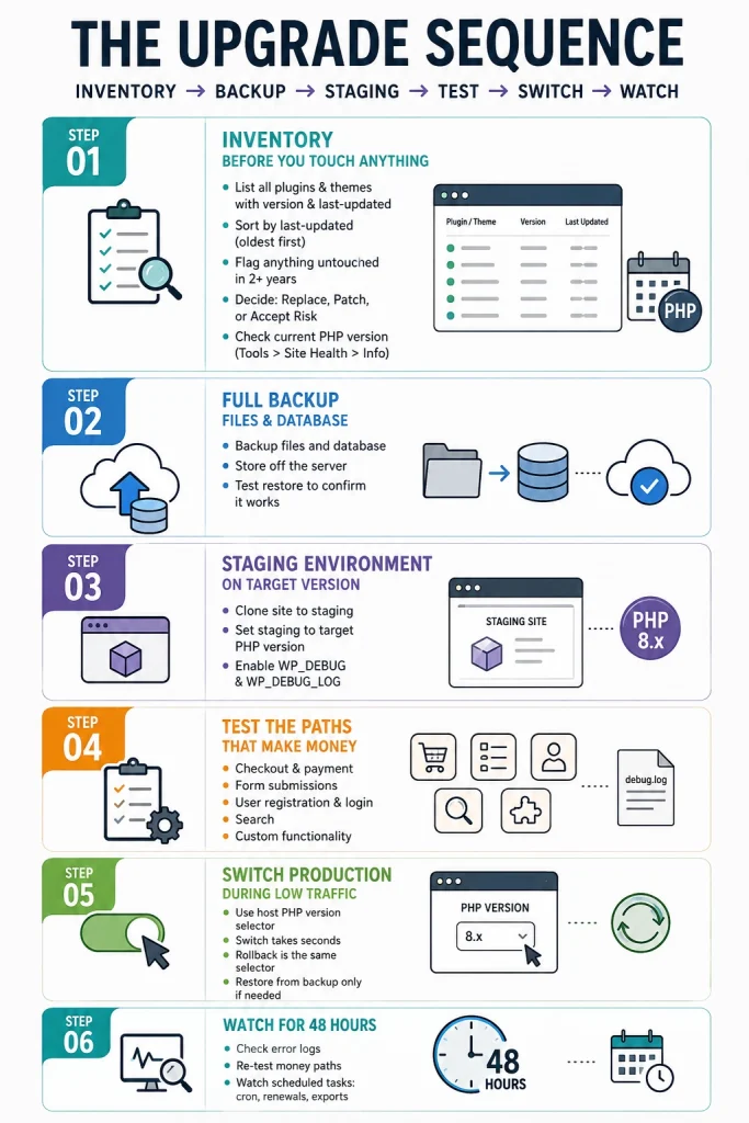 6 steps to update php version of your site.