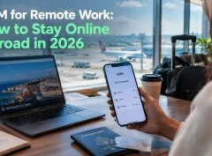 eSIM for remote work helping a traveler stay online abroad in 2026