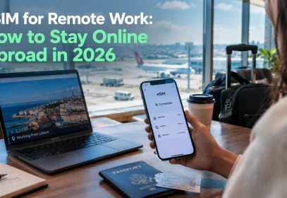 eSIM for remote work helping a traveler stay online abroad in 2026