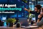 Engineers watching live dashboards for AI agent monitoring in production