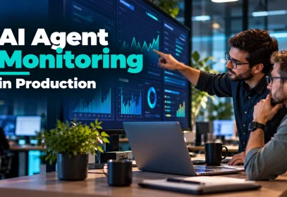 Engineers watching live dashboards for AI agent monitoring in production