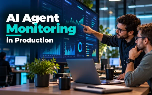 Engineers watching live dashboards for AI agent monitoring in production