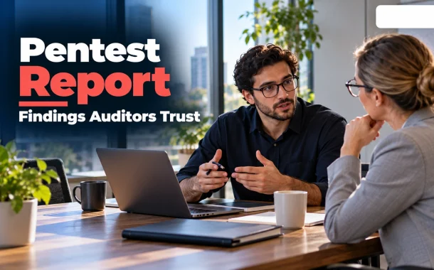 Security tester walking an auditor through a pentest report