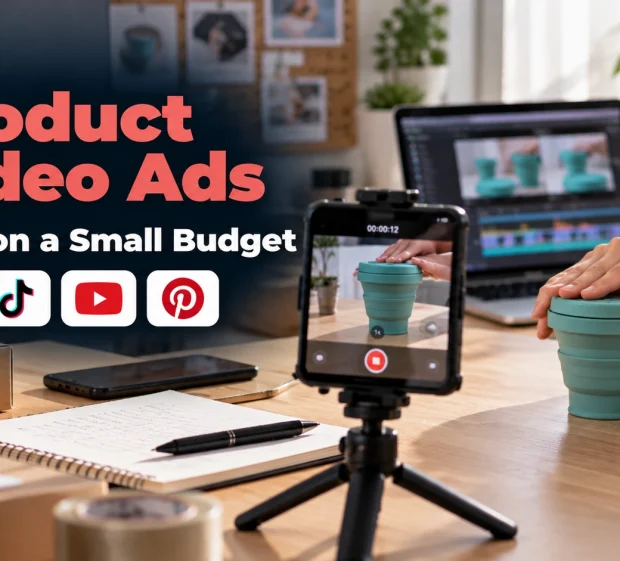 Hands pressing a folding silicone cup flat while a phone on a tripod films it for product video ads