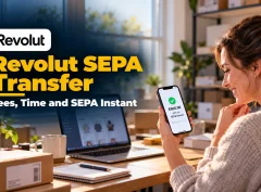 Revolut SEPA transfer: a US store owner sends €600 by SEPA Instant from her phone.