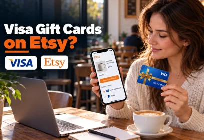 A shopper in Columbus checks whether you can use Visa gift cards on Etsy at checkout.