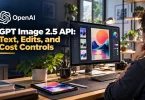 GPT Image 2.5 API workflow for text, edits, and cost controls on a designer’s desk