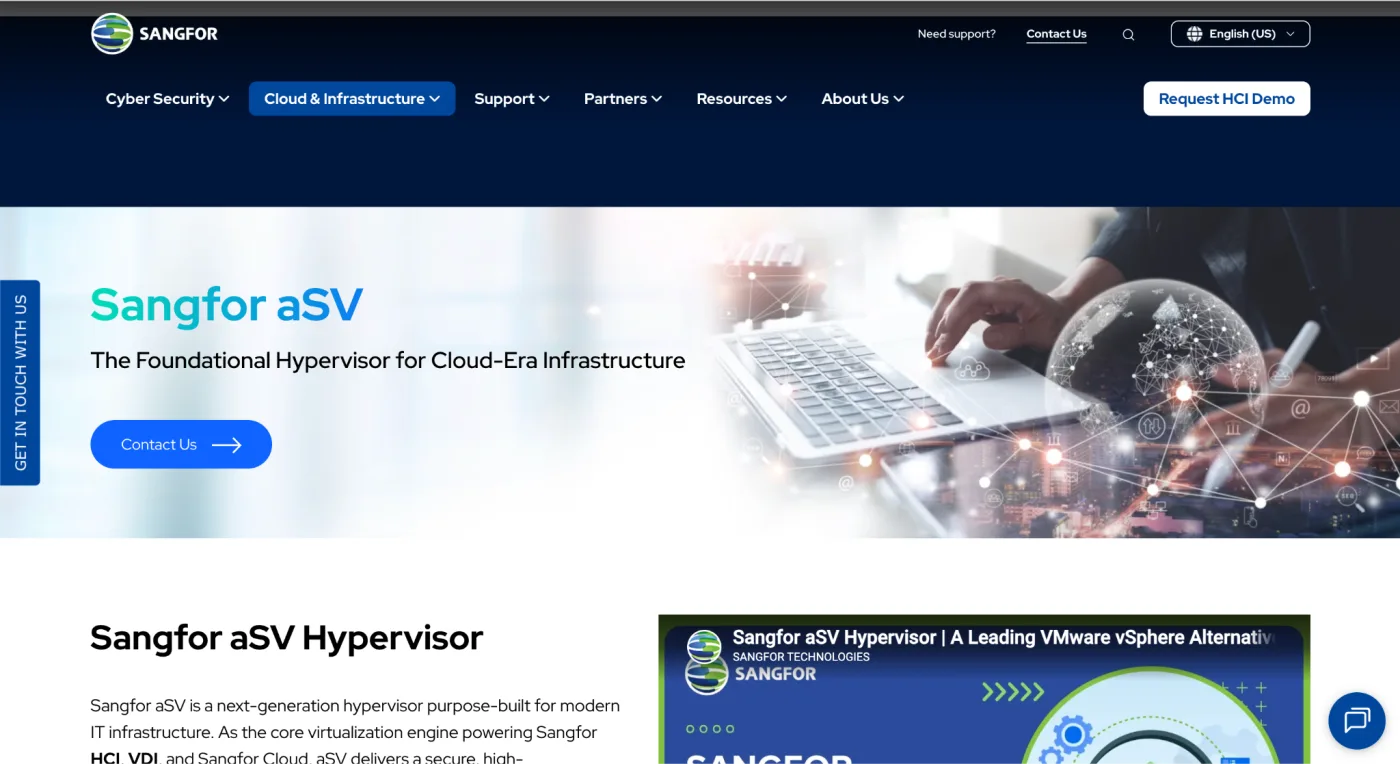 Sangfor aSV hypervisor dashboard, a server virtualization software option for VMware replacement